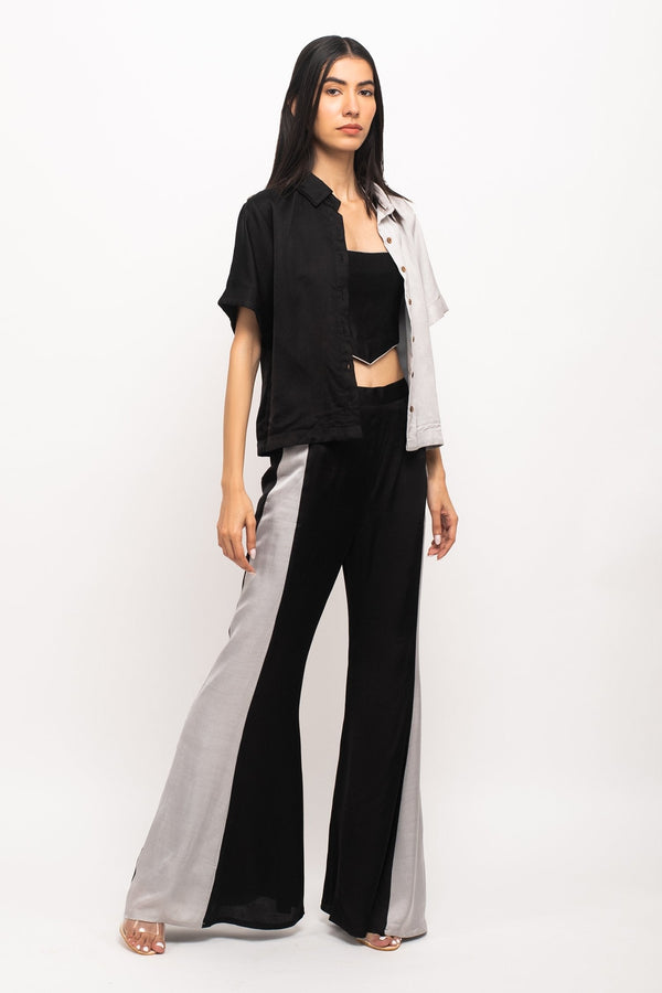 Black Bemberg Modal Silk Front Buttoned Shirt Pant Set